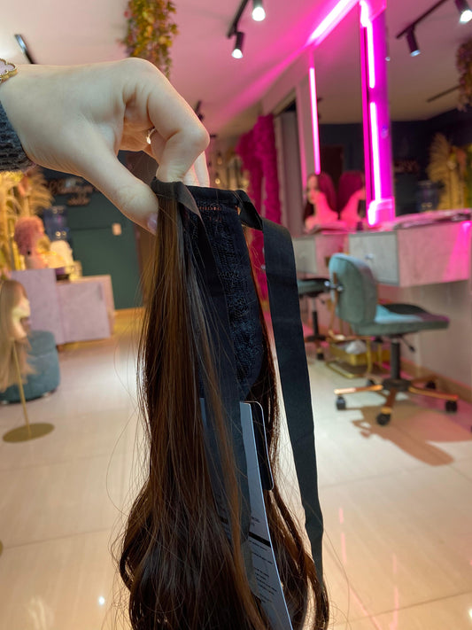 PONY TAIL CASTAÑA VELCRO 50 CM