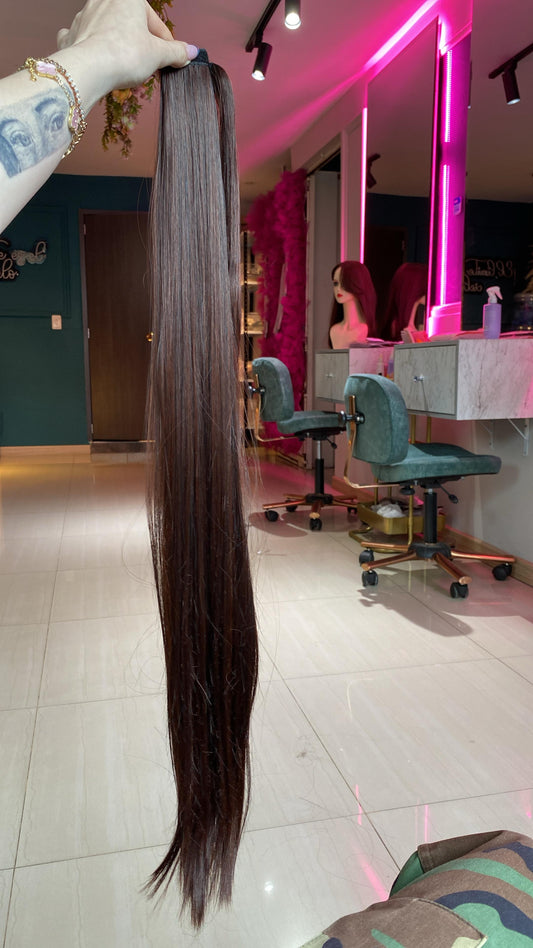 PONY TAIL CASTAÑO OSCURO VELCRO 80 CM