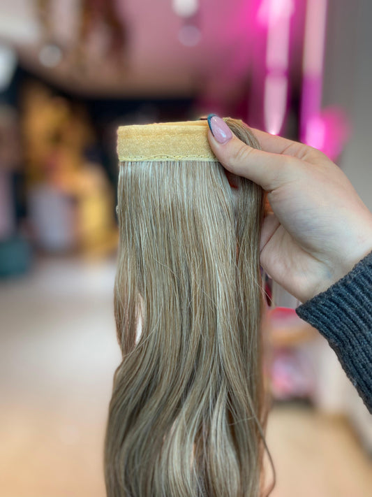 PONY TAIL RUBIA CENIZO VELCRO 60 CM