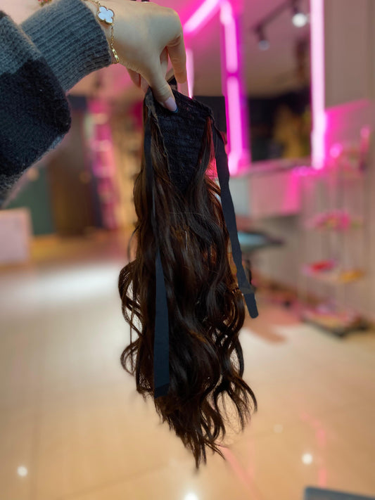 PONY TAIL CASTAÑA VELCRO 50 CM