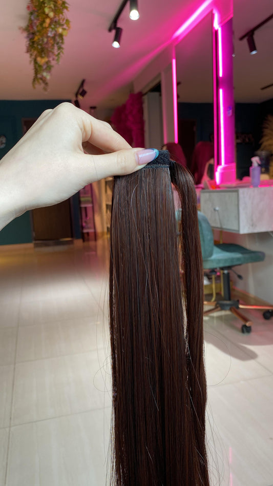 PONY TAIL CASTAÑO OSCURO VELCRO 80 CM